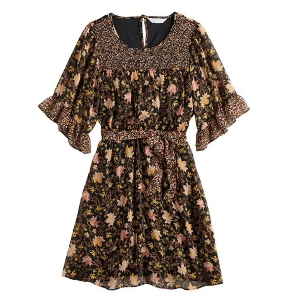 Lauren Conrad Floral Black Dress